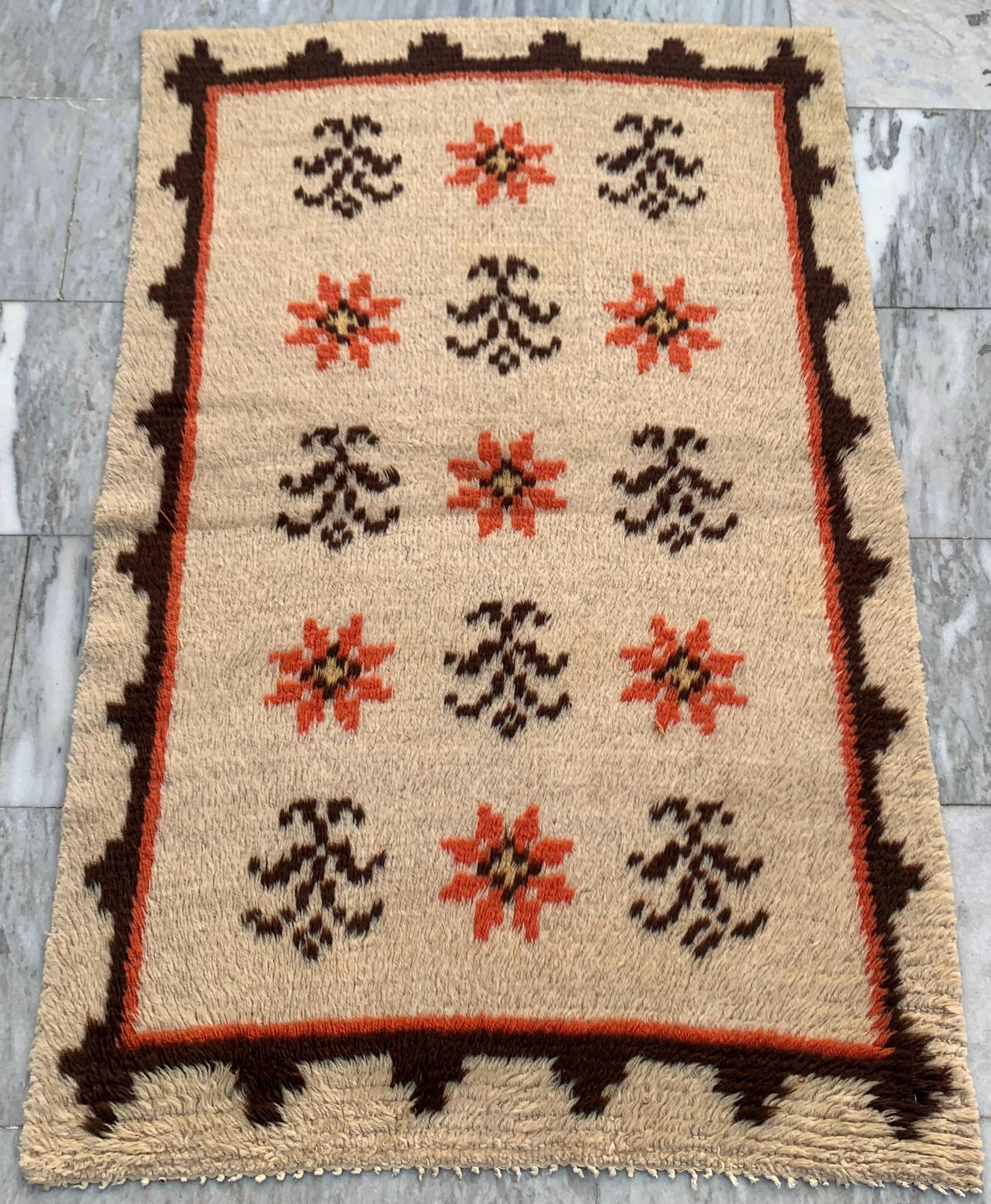 3x5 Vintage Swedish Rya Rug: Shaggy Wool Scandinavian Decor - Etsy