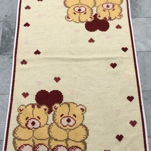 Area Rug Vintage Rug Hand Knotted Rug French Style Aubusson Rug Needlepoint Rug Wool Kilim Rug Floral Design Rug Oriental Rug, 138 x 88 cm