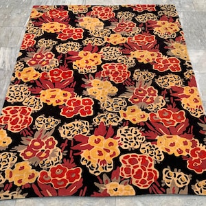 5x7 Vintage French Rug, Handmade Aubusson Rug, Needle Point Rug, Mini Rug, Bedroom Rug, Oriental Rug, Wool Kilim Rug, Floor Rug 200x151 cm