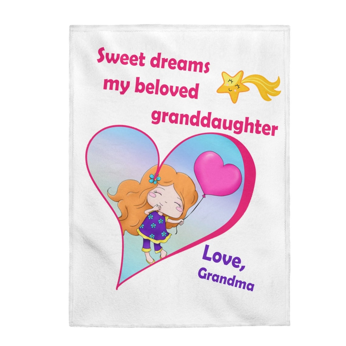 Sweet Dreams Velveteen Plush Blanket for Granddaughter Gift Etsy