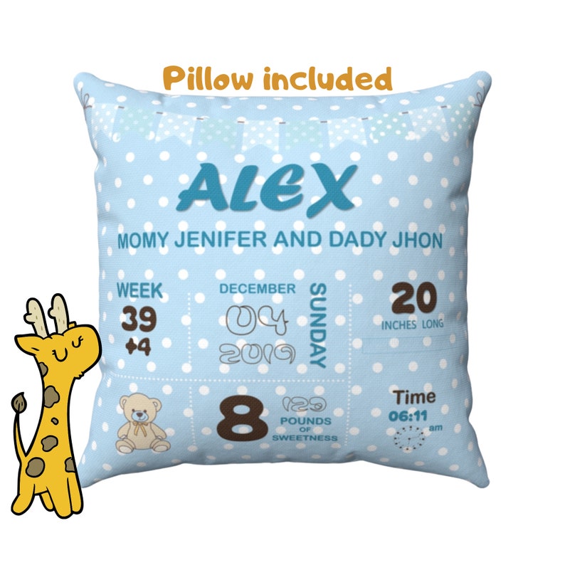 Download Custom Newborn Gift Personalized Gift For Baby Or Toddler Personalize Birth Certificate Pillow Birth Announcement Pillow Home Decor Home Living Seasonalliving Com