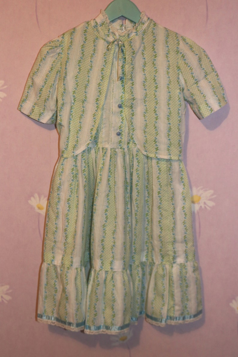 Vintage Girls Sleeveless Summer Dress with Lace Trim and Matching Jacket