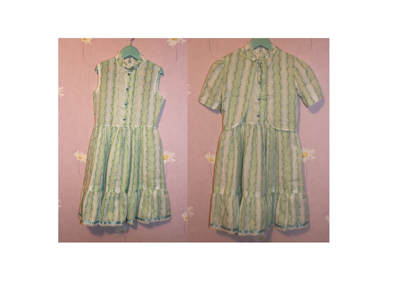 Vintage Girls Sleeveless Summer Dress with Lace Trim and Matching Jacket