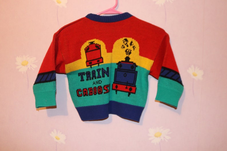 Retro Boys Thomas The Train Picture Knit Pullover Sweater