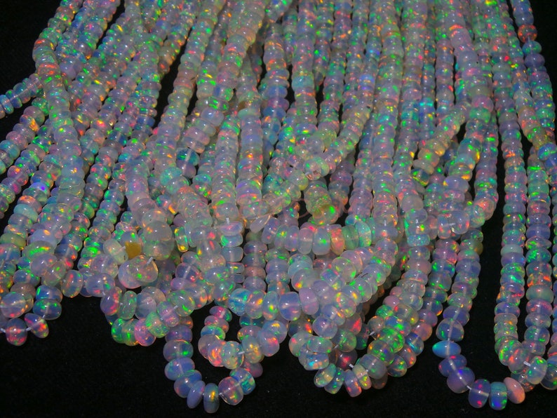 Ethiopian Opal BeadsNatural Ethiopian Opal Smooth Rondelle BeadsFire Opal BeadsOpal BeadsGood Color Play Beads2.5-4.5MM16 InchSI-1170