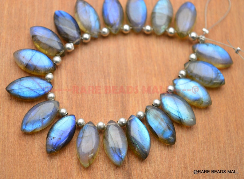 Labradorite Marquise BeadsNatural Labradorite Smooth Marquise BriolettesLabradorite Gemstone BriolettesLabradorite Beads6 PcsSILBCB