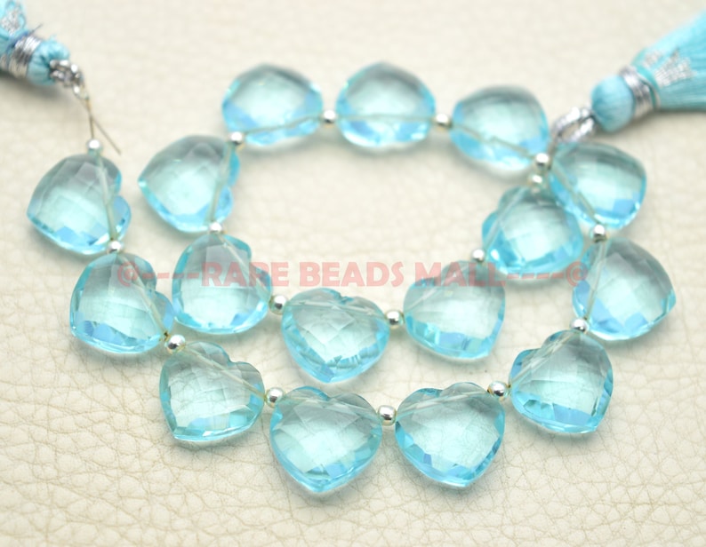 Sky Blue Quartz Heart BeadsSky Blue Quartz Faceted Heart BriolettesSky Blue Quartz BriolettesSky Blue Quartz Beads15 MM5 PiecesGMS-SB1