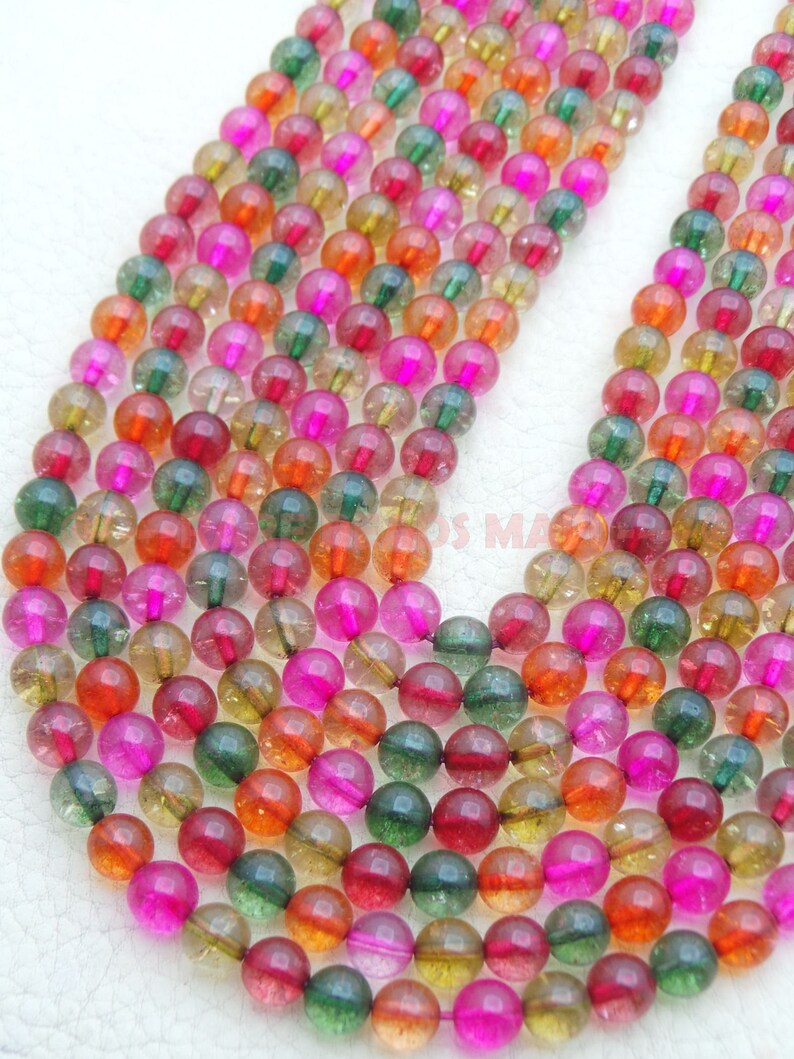 Multi Quartz RoundsMulti Quartz Smooth Round Ball BeadsMulti Quartz Gemstone Rondelle BeadsMulti Quartz Beads6 MM13 InchesSI-UDI01