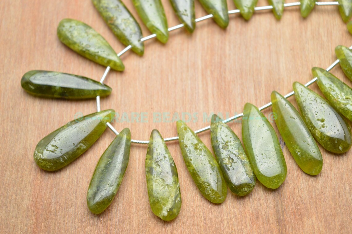 Vesuvianite Pear Beads/Natural Vesuvianite Smooth Pear Etsy