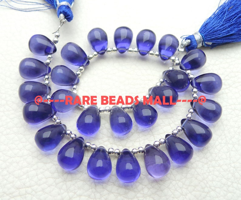 Blue Quartz Drop BeadsBlue Quartz Smooth Teardrop BriolettesQuartz Gemstone Briolettes14x10 MM5 Matched PairsGMS-LB1