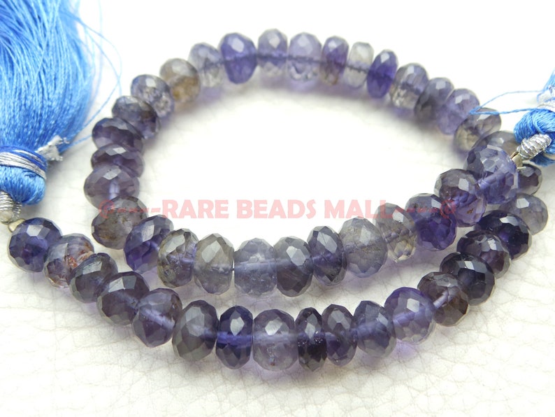 Iolite Rondelle BeadsNatural Iolite Faceted Rondelle BeadsWater Sapphire BeadsWater Sapphire Gemstone Beads6-7 MM8 InchSI-2620
