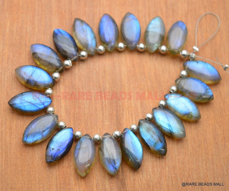 Labradorite Marquise BeadsNatural Labradorite Smooth Marquise BriolettesLabradorite Gemstone BriolettesLabradorite Beads6 PcsSILBCB
