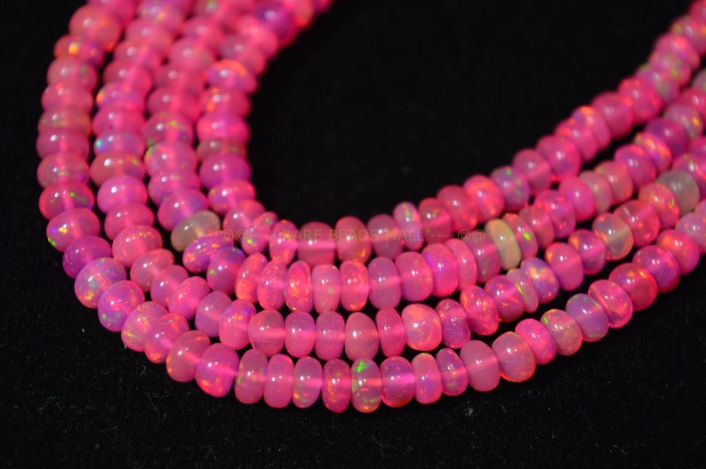 Pink Ethiopian Opal BeadsNatural Pink Ethiopian Opal Smooth Rondelle BeadsFire Opal BeadsOpal BeadsGood Color Play4-5MM16 InchSI-1555