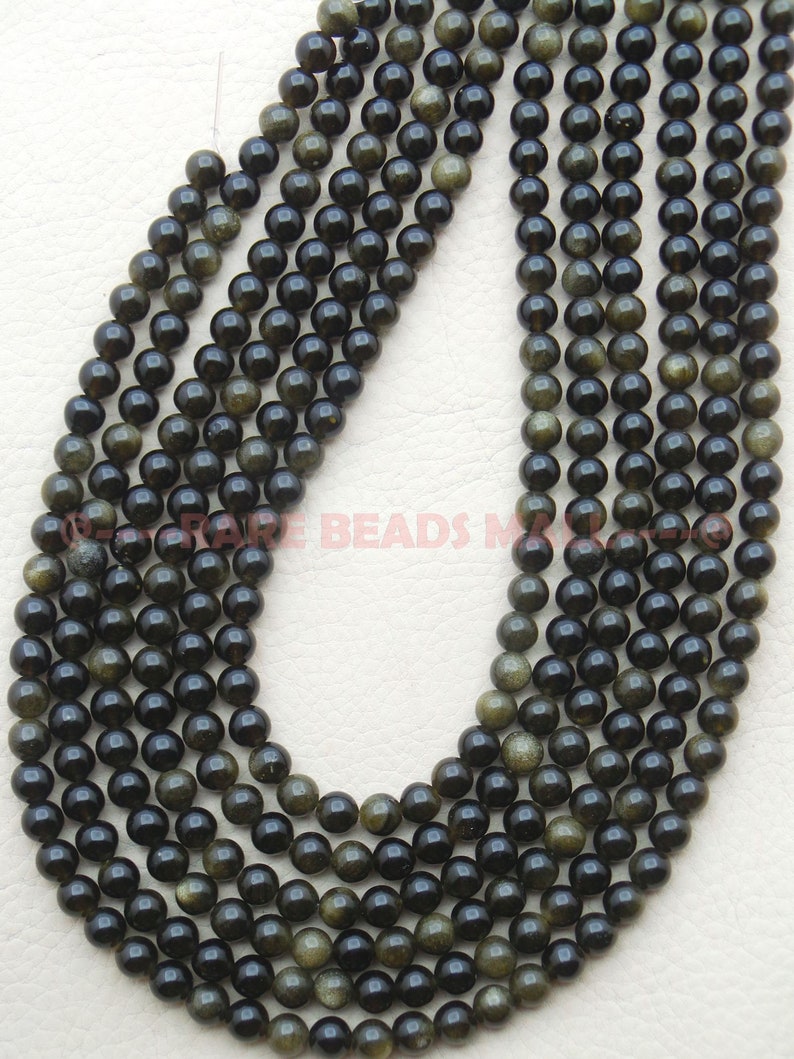 Golden Obsidian RoundsNatural Golden Obsidian Smooth Round Ball BeadsGolden Obsidian Gemstone Rondelle Beads6 MM13 InchesSI-UDI01