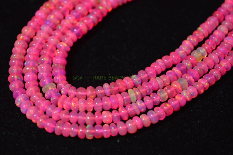 Pink Ethiopian Opal BeadsNatural Pink Ethiopian Opal Smooth Rondelle BeadsFire Opal BeadsOpal BeadsGood Color Play4-5MM16 InchSI-1555