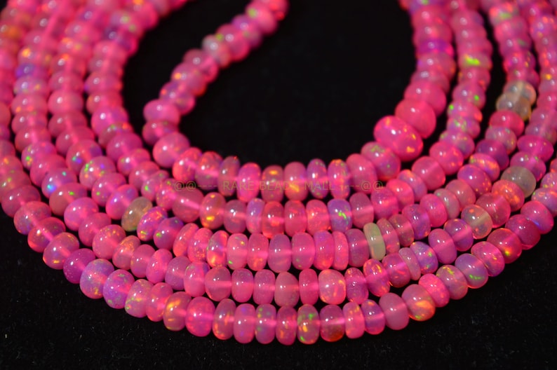 Pink Ethiopian Opal BeadsNatural Pink Ethiopian Opal Smooth Rondelle BeadsFire Opal BeadsOpal BeadsGood Color Play4-5MM16 InchSI-1555