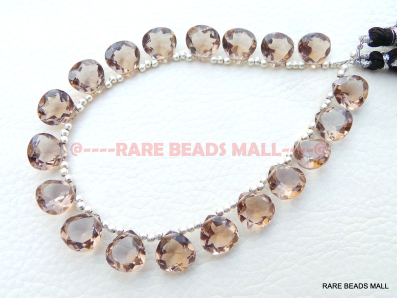 Smoky Quartz Heart BeadsSmoky Quartz Faceted Cut Heart Shape BriolettesSmoky Quartz Gemstone Briolettes4 Matched PairsGMS-SM1