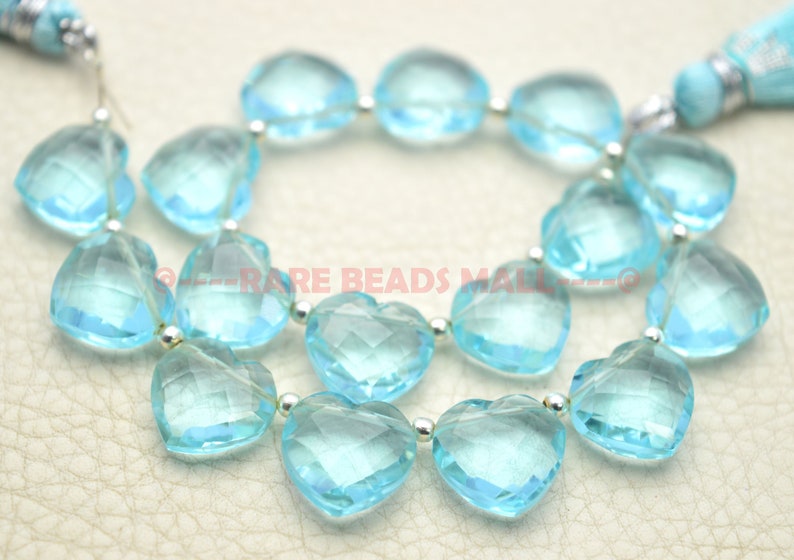 Sky Blue Quartz Heart BeadsSky Blue Quartz Faceted Heart BriolettesSky Blue Quartz BriolettesSky Blue Quartz Beads15 MM5 PiecesGMS-SB1