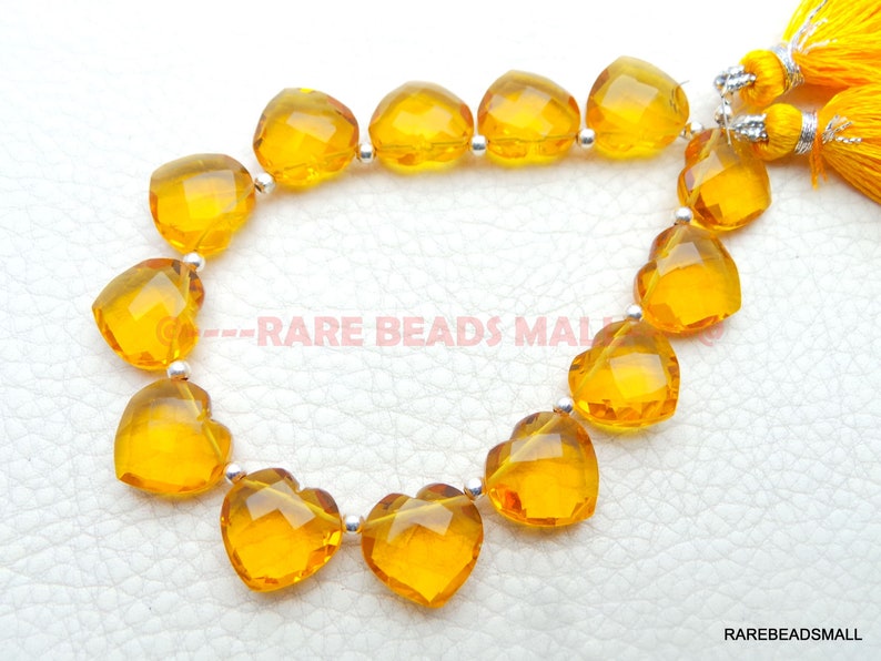 Citrine Quartz Heart BeadsCitrine Quartz Faceted Heart BriolettesCitrine Quartz Gemstone BriolettesQuartz Beads4 Matched PairsGMS-CT1