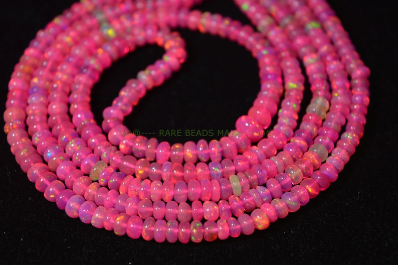 Pink Ethiopian Opal BeadsNatural Pink Ethiopian Opal Smooth Rondelle BeadsFire Opal BeadsOpal BeadsGood Color Play4-5MM16 InchSI-1555