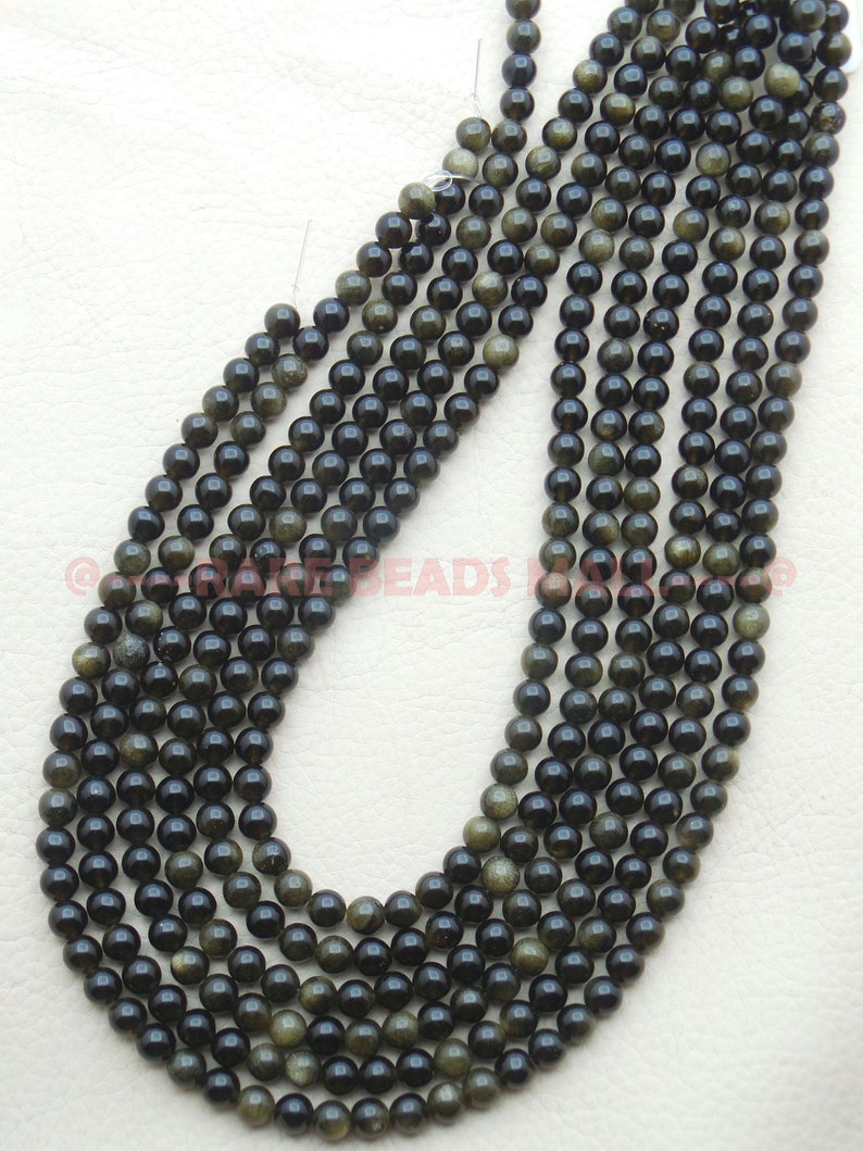 Golden Obsidian RoundsNatural Golden Obsidian Smooth Round Ball BeadsGolden Obsidian Gemstone Rondelle Beads6 MM13 InchesSI-UDI01