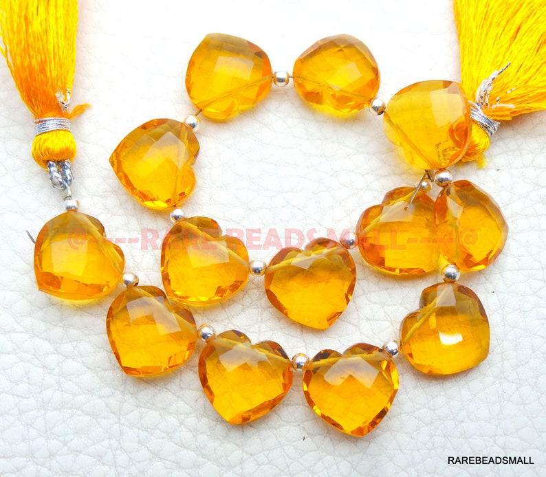 Citrine Quartz Heart BeadsCitrine Quartz Faceted Heart BriolettesCitrine Quartz Gemstone BriolettesQuartz Beads4 Matched PairsGMS-CT1