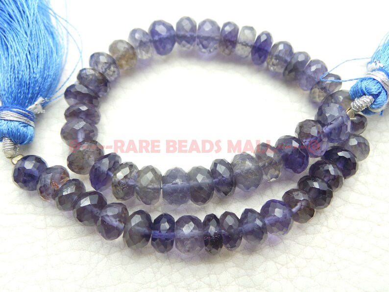 Iolite Rondelle BeadsNatural Iolite Faceted Rondelle BeadsWater Sapphire BeadsWater Sapphire Gemstone Beads6-7 MM8 InchSI-2620