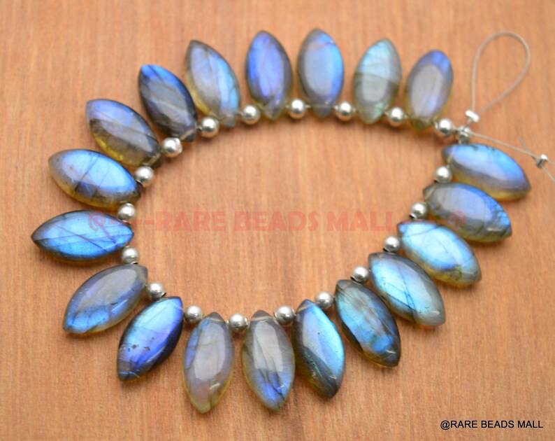 Labradorite Marquise BeadsNatural Labradorite Smooth Marquise BriolettesLabradorite Gemstone BriolettesLabradorite Beads6 PcsSILBCB