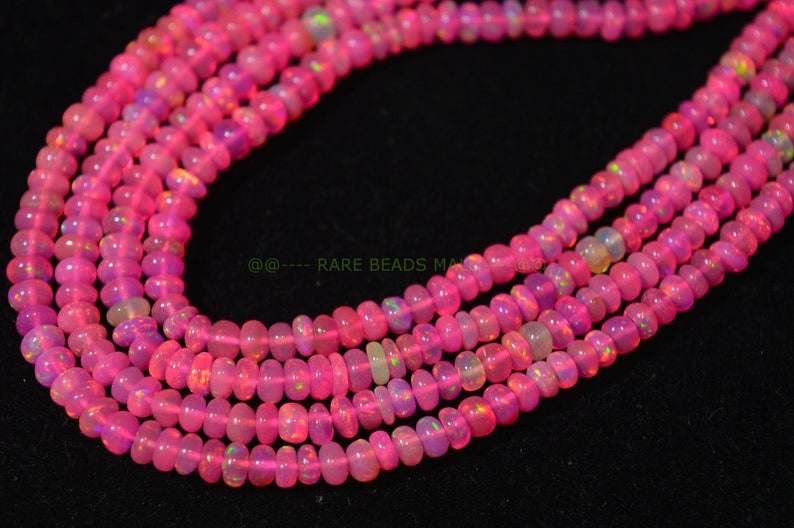 Pink Ethiopian Opal BeadsNatural Pink Ethiopian Opal Smooth Rondelle BeadsFire Opal BeadsOpal BeadsGood Color Play4-5MM16 InchSI-1555