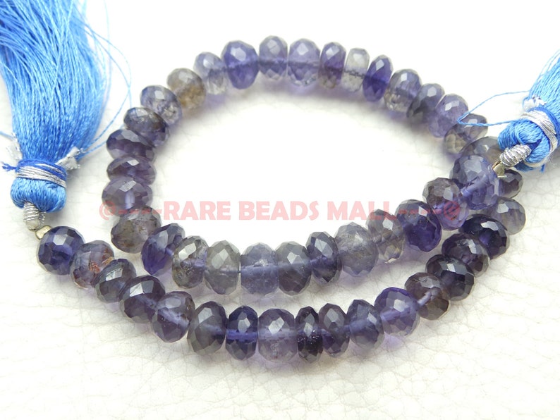 Iolite Rondelle BeadsNatural Iolite Faceted Rondelle BeadsWater Sapphire BeadsWater Sapphire Gemstone Beads6-7 MM8 InchSI-2620