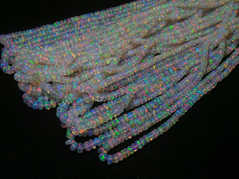 Ethiopian Opal BeadsNatural Ethiopian Opal Smooth Rondelle BeadsFire Opal BeadsOpal BeadsGood Color Play Beads2.5-4.5MM16 InchSI-1170