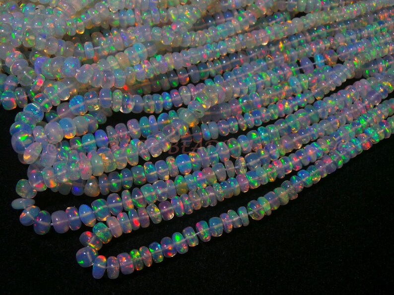 Ethiopian Opal BeadsNatural Ethiopian Opal Smooth Rondelle BeadsFire Opal BeadsOpal BeadsGood Color Play Beads2.5-4.5MM16 InchSI-1170
