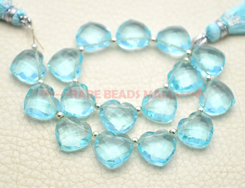 Sky Blue Quartz Heart BeadsSky Blue Quartz Faceted Heart BriolettesSky Blue Quartz BriolettesSky Blue Quartz Beads15 MM5 PiecesGMS-SB1