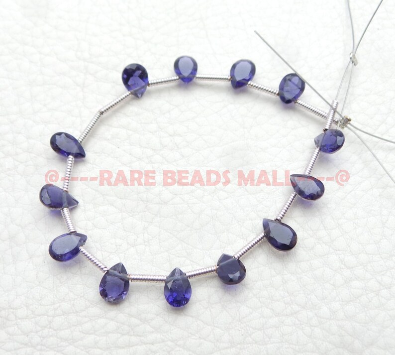 Iolite Pear BeadsNatural Iolite Faceted Cut Pear BriolettesIolite Gemstone BriolettesIolite Gemstone Beads6-7 MM13 PiecesSI-3213