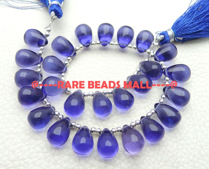 Blue Quartz Drop BeadsBlue Quartz Smooth Teardrop BriolettesQuartz Gemstone Briolettes14x10 MM5 Matched PairsGMS-LB1