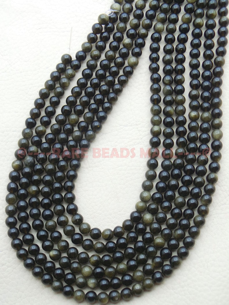 Golden Obsidian RoundsNatural Golden Obsidian Smooth Round Ball BeadsGolden Obsidian Gemstone Rondelle Beads6 MM13 InchesSI-UDI01