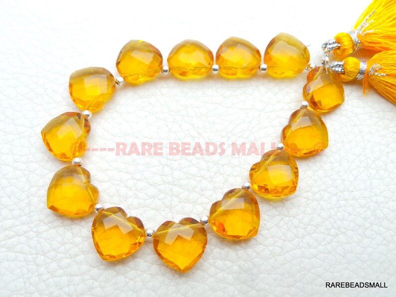 Citrine Quartz Heart BeadsCitrine Quartz Faceted Heart BriolettesCitrine Quartz Gemstone BriolettesQuartz Beads4 Matched PairsGMS-CT1