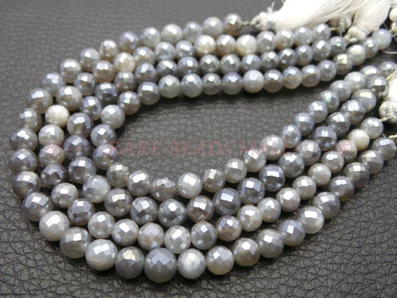 7MM GREY MOONSTONE GEMSTONE GRADE A ROUND 7MM LOOSE BEADS 7/"