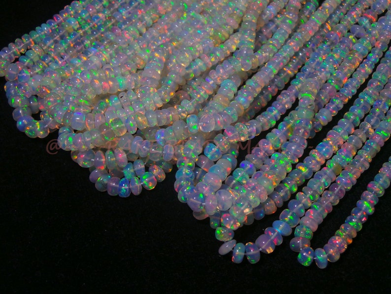 Ethiopian Opal BeadsNatural Ethiopian Opal Smooth Rondelle BeadsFire Opal BeadsOpal BeadsGood Color Play Beads2.5-4.5MM16 InchSI-1170