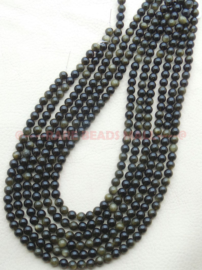 Golden Obsidian RoundsNatural Golden Obsidian Smooth Round Ball BeadsGolden Obsidian Gemstone Rondelle Beads6 MM13 InchesSI-UDI01