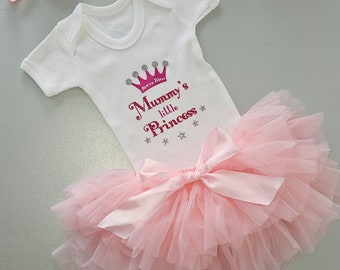 Mummy's little princess vest plus optional tutu and hairband. Mother's day. New baby. Personalised outfit.