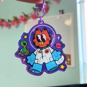 Orange Space Cat Charm