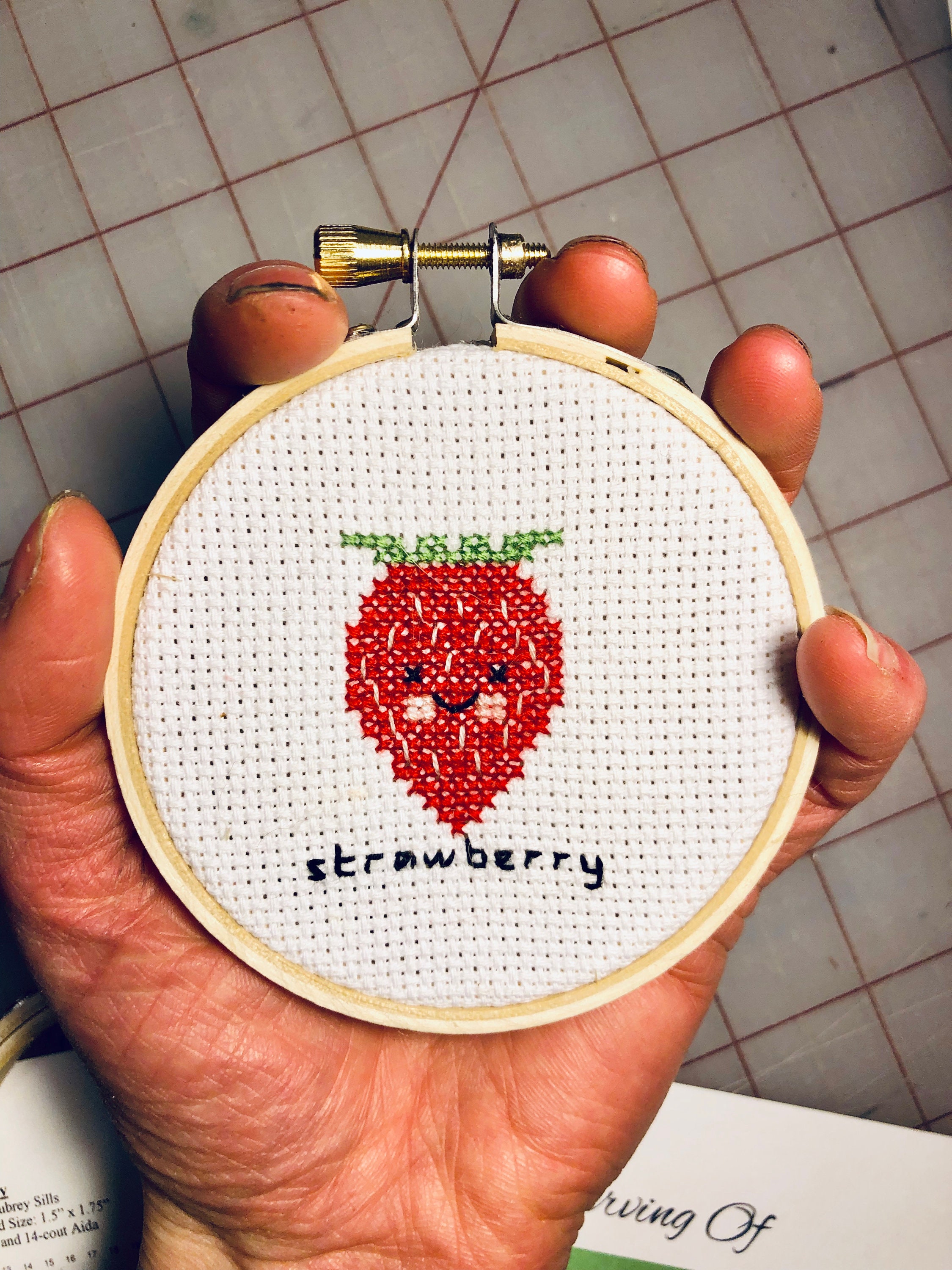 Finished Mini Strawberry Cross Stitch Etsy