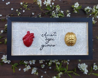 Hanging decoration - Heart 15x30 cm - wooden frame with hook on the back