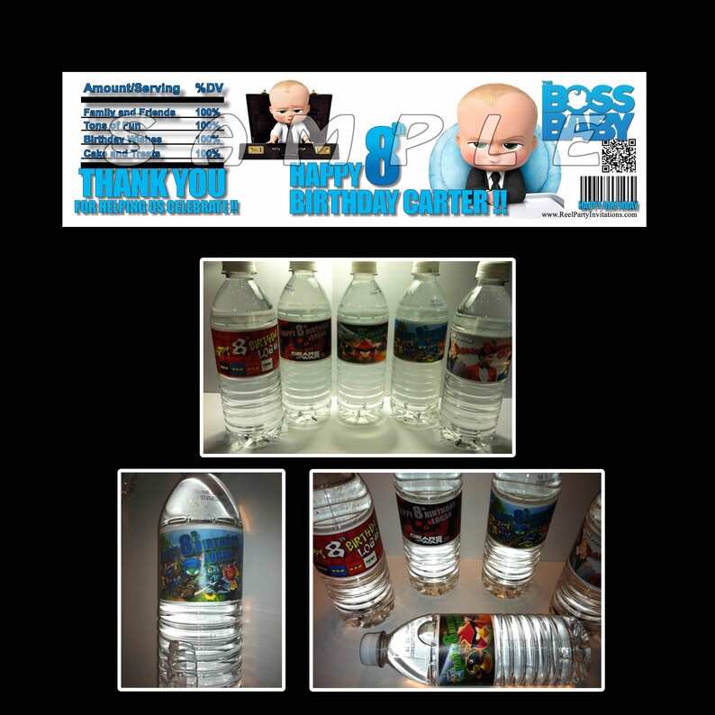 Boss Baby birthday party Boss baby water bottle labels Boss Baby water bottle labels boss baby party favors
