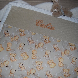 Teddy bear baby blanket, personalized baby blanket, embroidered baby blanket, personalized birth gift, baby blanket
