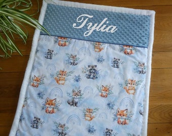 Forest animals baby blanket, personalized baby blanket, embroidered baby blanket, personalized birth gift, baby blanket