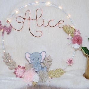 Crown night light name, baby room decoration, flower crown, birth and baptism gift, wall decoration, wire name