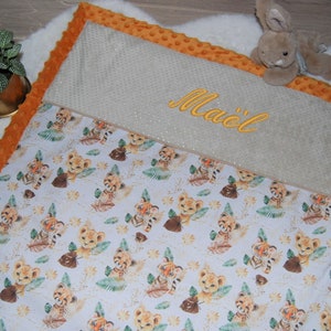 Lion cub baby blanket, personalized baby blanket, embroidered baby blanket, personalized birth gift, baby blanket