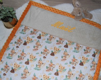Leeuwenwelpen babydeken, gepersonaliseerde babydeken, geborduurde babydeken, gepersonaliseerd geboortecadeau, babydeken